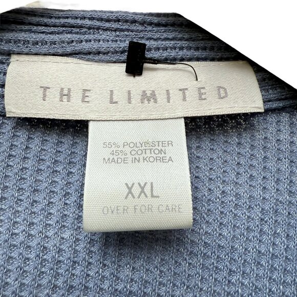 THE LIMITED Waffle Knit Top XXL Womens Blue Polo Shirt Long Sleeve Crest Logo Y2 - Picture 5 of 8